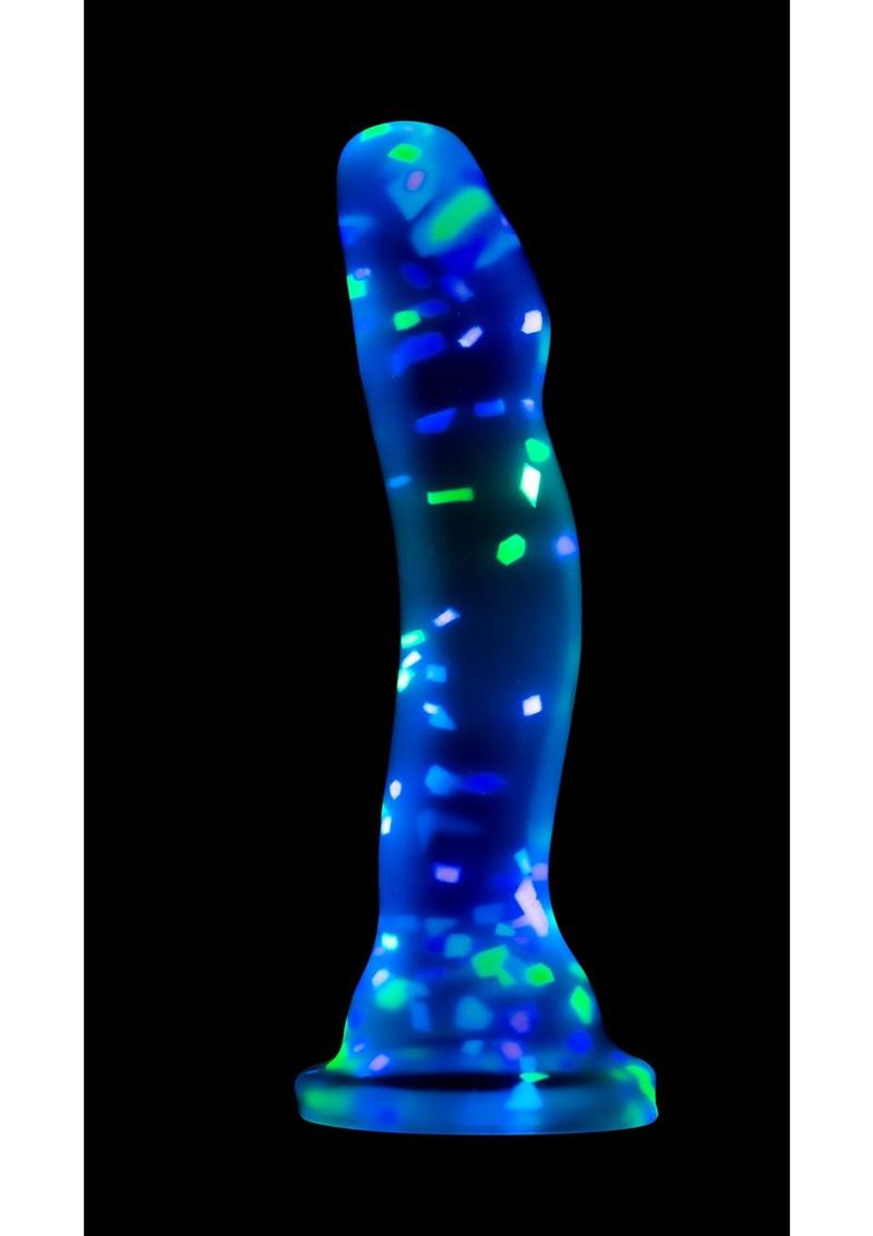 Load image into Gallery viewer, Neo Elite Glow In The Dark Silicone Hanky Panky Dildo 7.5in - Confetti

