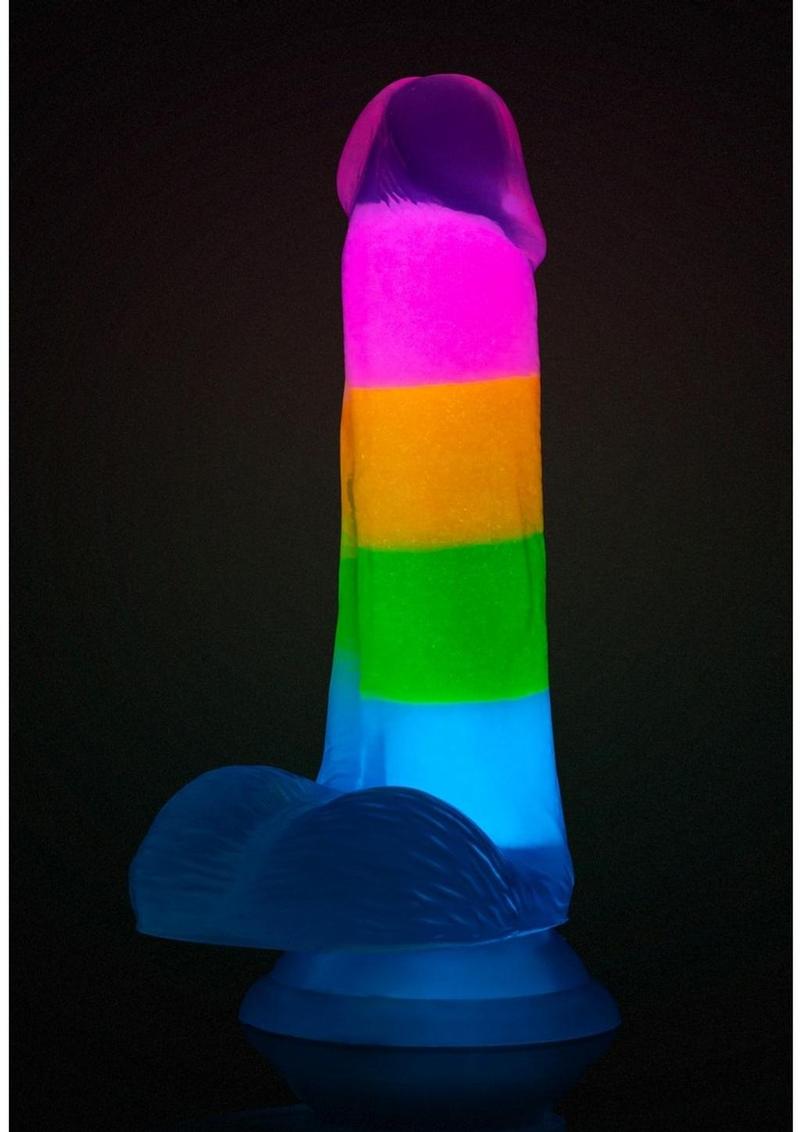 Load image into Gallery viewer, Neo Elite Glow In The Dark Silicone Rainbow Rave Dildo
