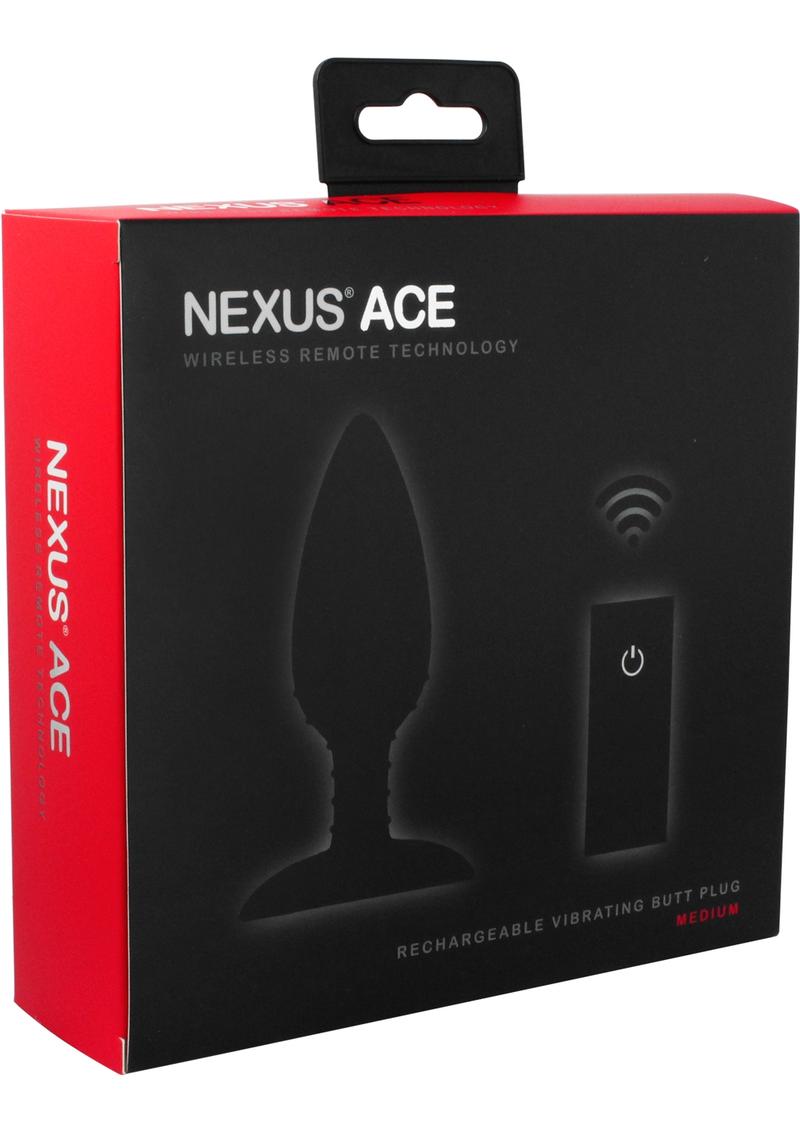 Load image into Gallery viewer, Nexus Ace Rechargeable Silicone Vibrating Butt Plug with Remote Control - Black - Medium
