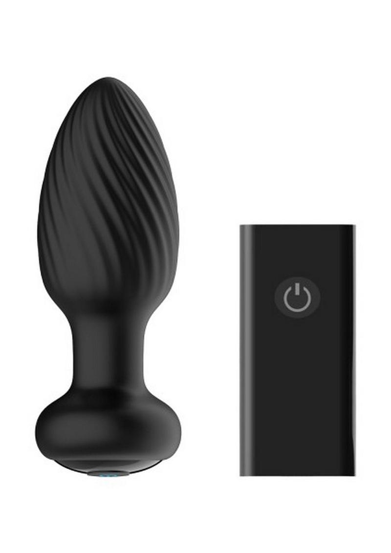 Load image into Gallery viewer, Nexus Tornado Rechargeable Silicone Rotating Butt Plug with Remote Control - Black
