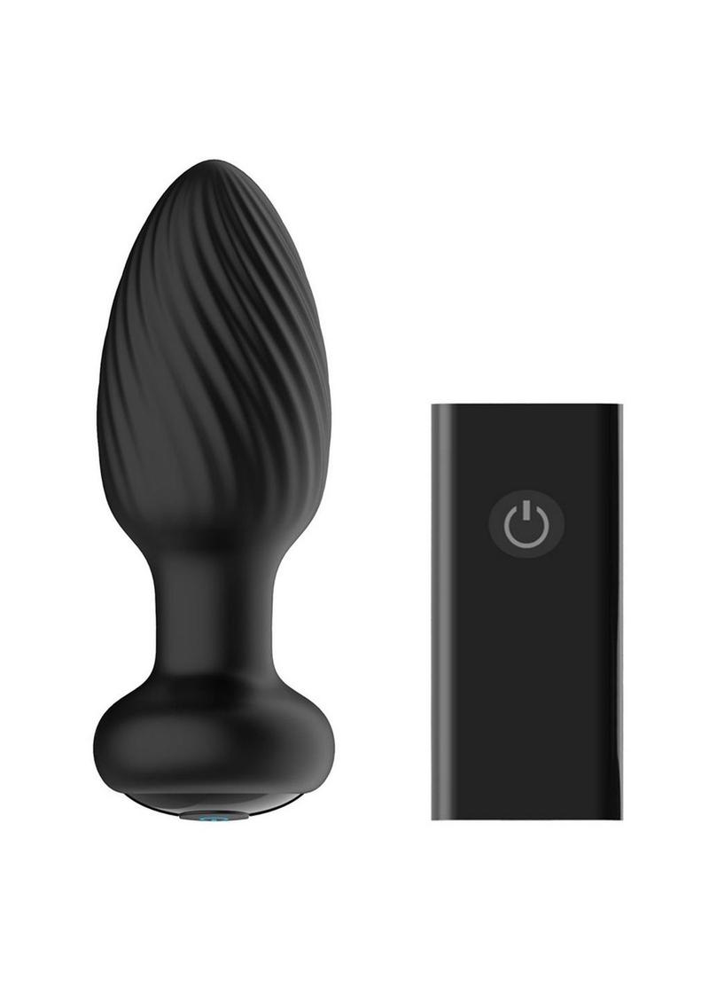 Load image into Gallery viewer, Nexus Tornado Rechargeable Silicone Rotating Butt Plug with Remote - Black - Medium
