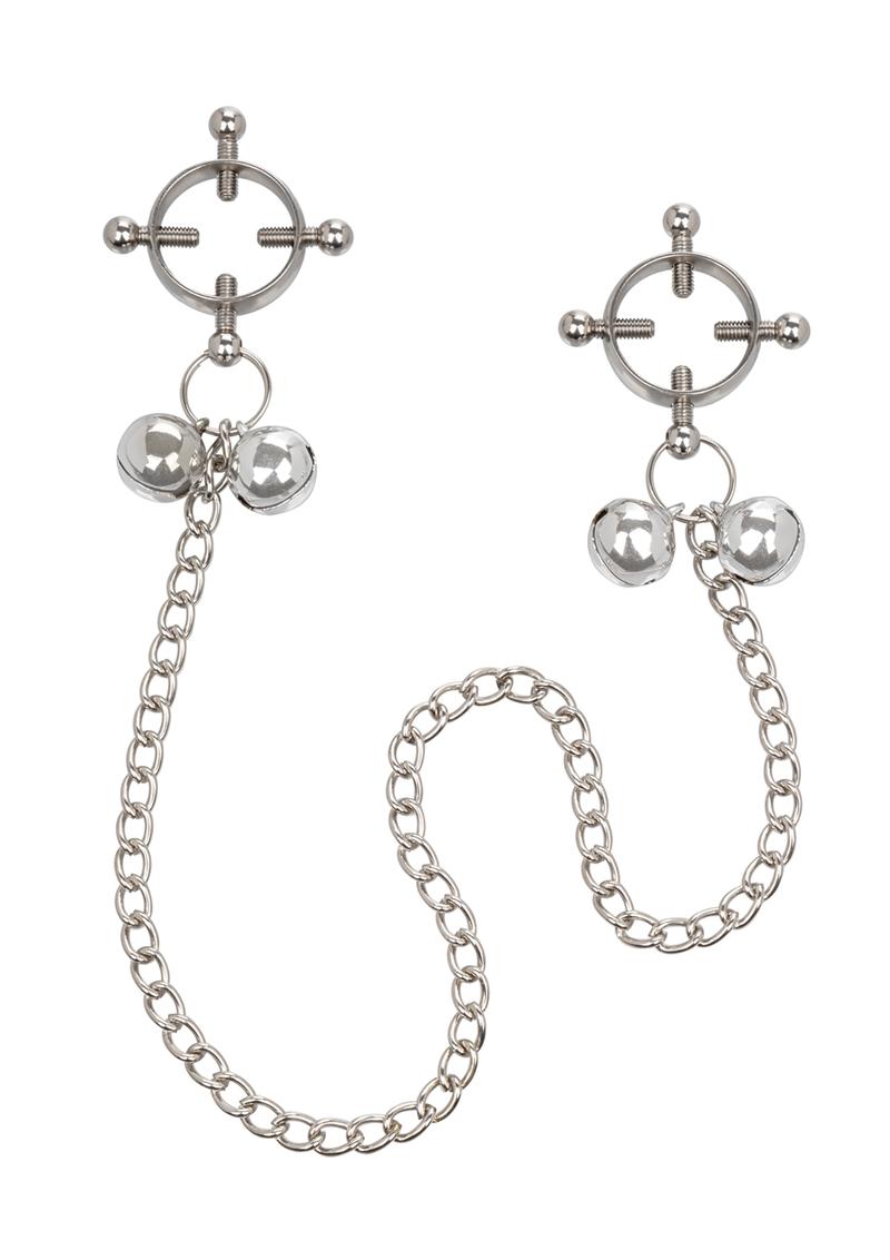 Load image into Gallery viewer, Nipple Grips 4-Point Nipple Press with Bells - Silver
