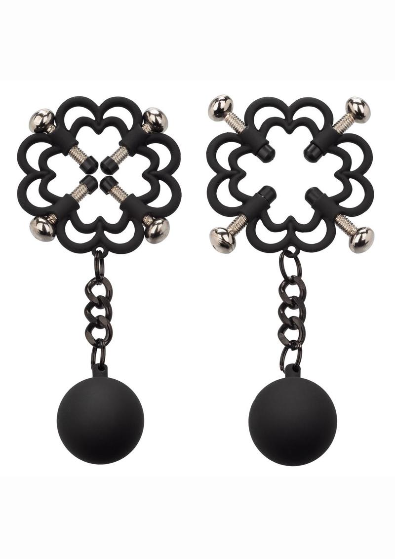 Load image into Gallery viewer, Nipple Grips Power Grip 4-Point Weighted Nipple Press Clamps - Black/Silver
