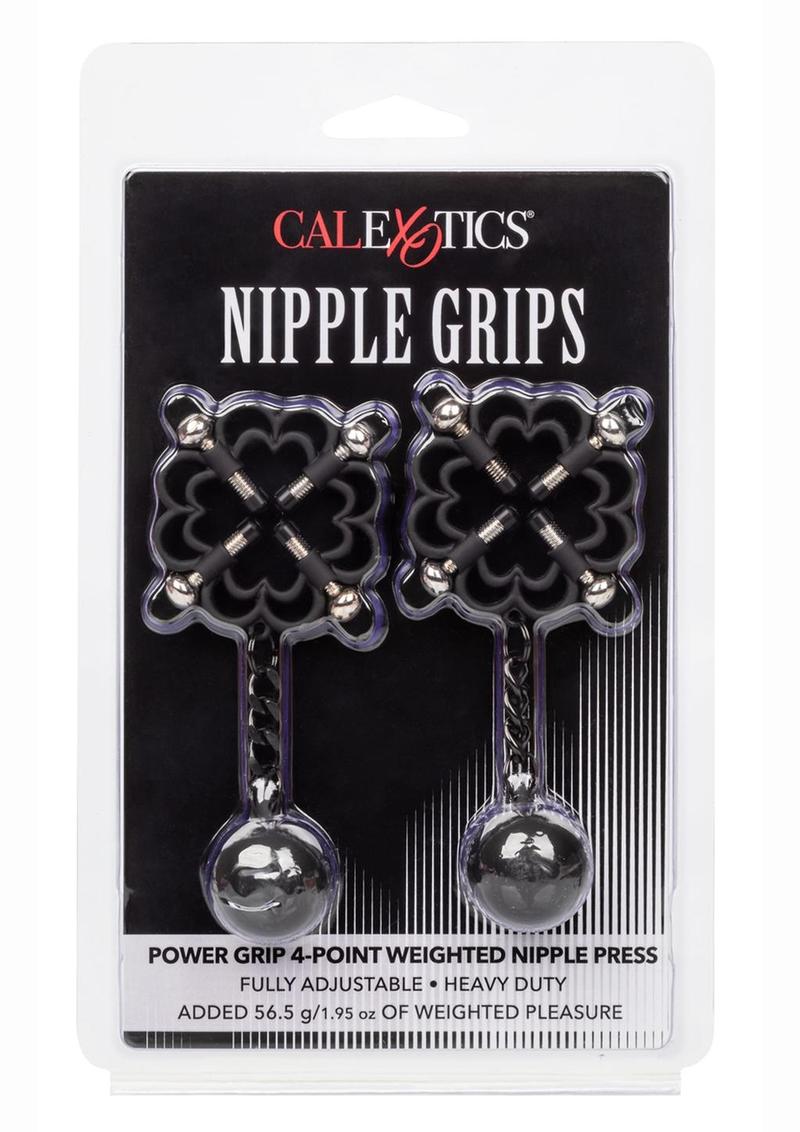 Load image into Gallery viewer, Nipple Grips Power Grip 4-Point Weighted Nipple Press Clamps - Black/Silver
