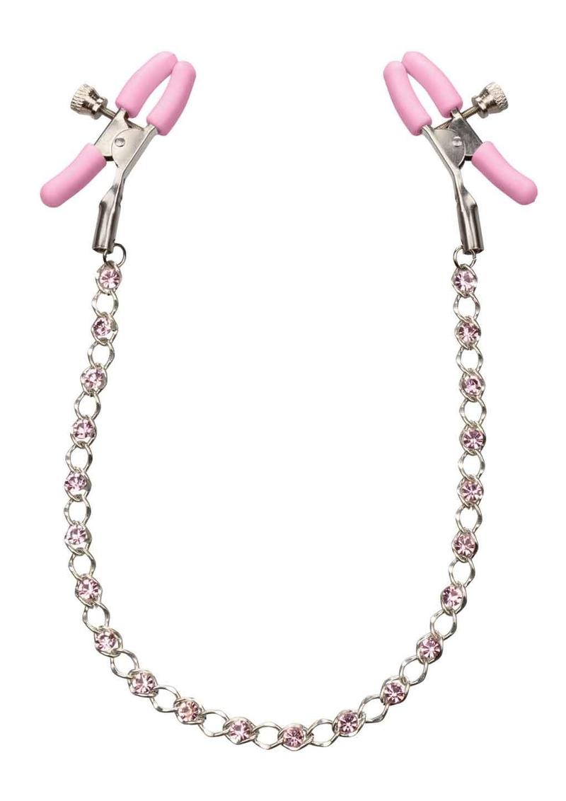 Load image into Gallery viewer, Nipple Play Crystal Chain Nipple Clamps - Pink
