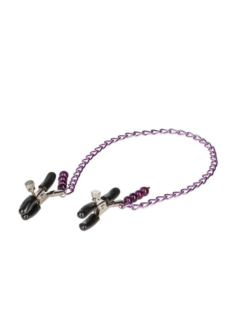 Load image into Gallery viewer, Nipple Play Purple Chain Nipple Clamps
