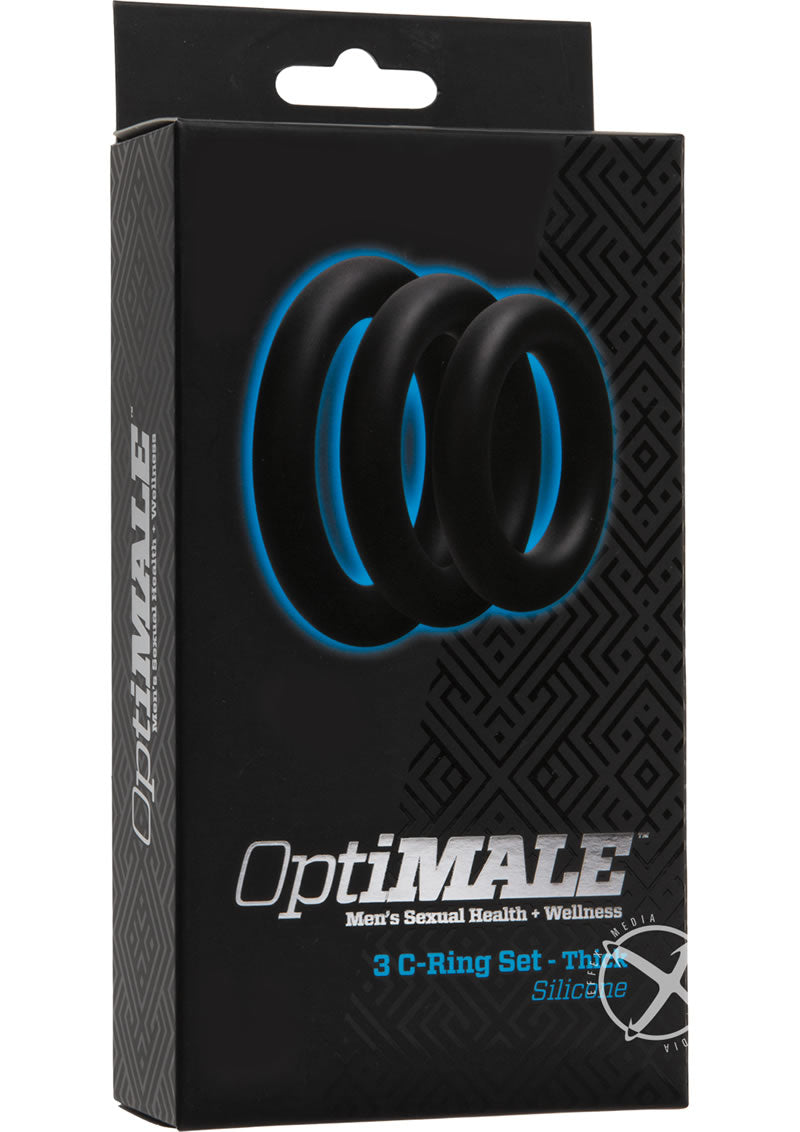 Load image into Gallery viewer, Optimale 3 C-Ring Set Silicone Cock Ring Thick - Black - 3 Piece Kit
