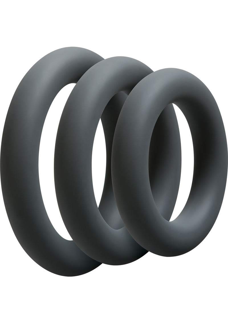 Load image into Gallery viewer, Optimale 3 C-Ring Set Silicone Cock Ring Thick - Grey/Slate - 3 Piece Kit
