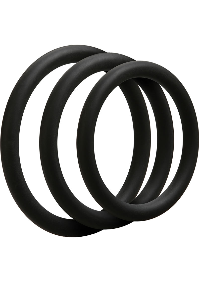 Load image into Gallery viewer, Optimale 3 C-Ring Set Silicone Cock Ring Thin - Black - 3 Piece Kit
