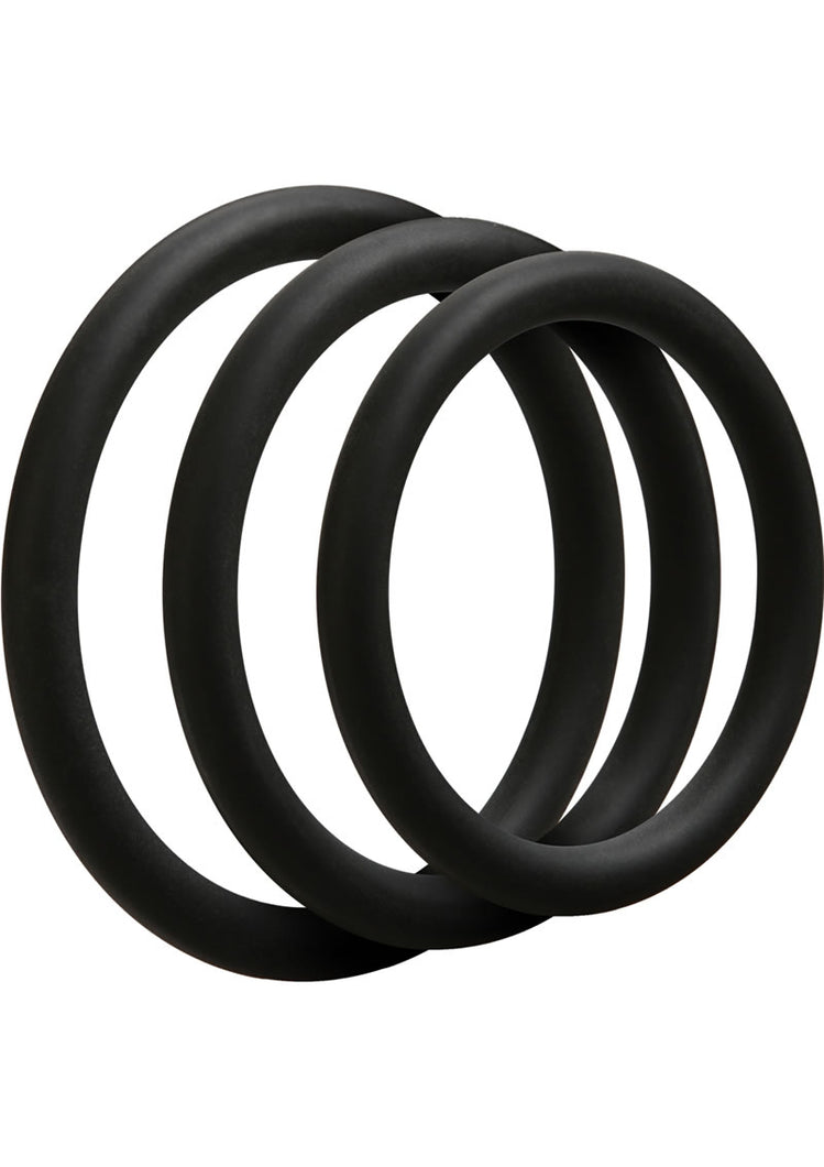 Optimale 3 C-Ring Set Silicone Cock Ring Thin - Black - 3 Piece Kit