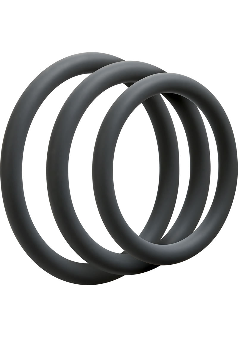 Load image into Gallery viewer, Optimale 3 C-Ring Set Silicone Cock Ring Thin - Grey/Slate - 3 Piece Kit
