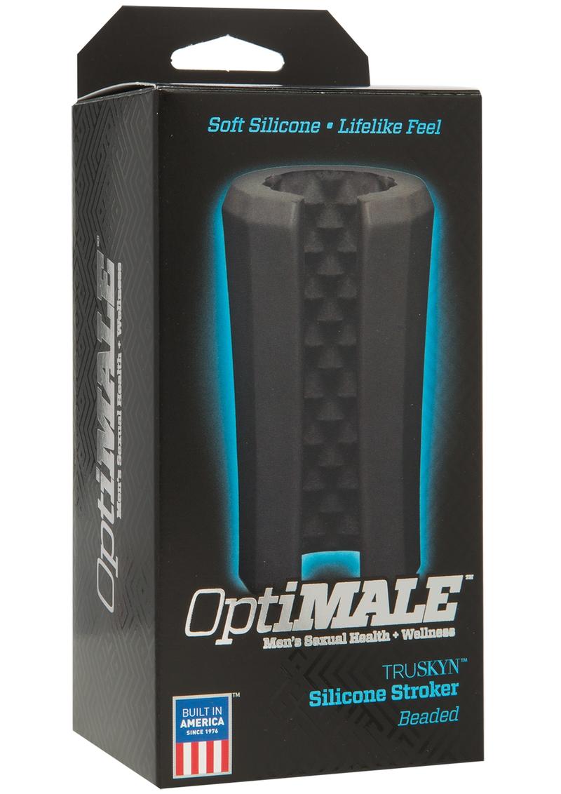 Load image into Gallery viewer, Optimale Beaded Truskyn Silicone Masturbator - Black
