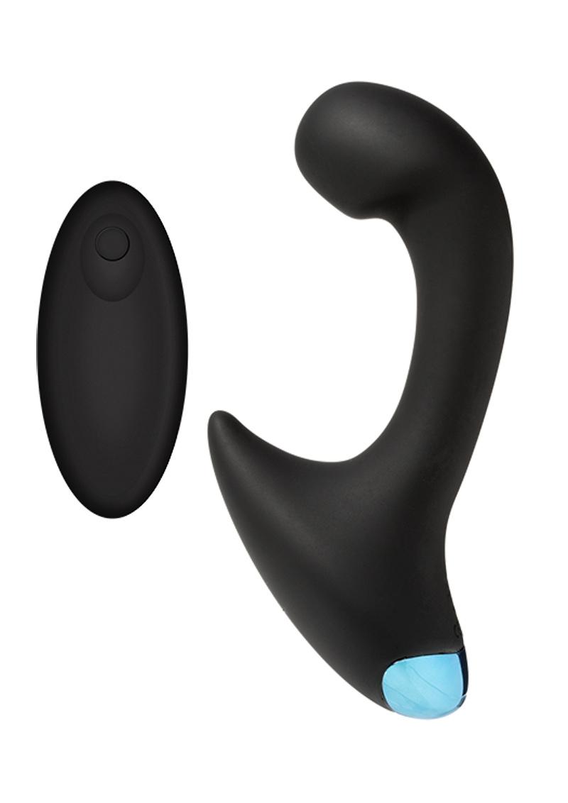 Load image into Gallery viewer, Optimale P-Curve Rechargeable Silicone Vibrating Prostate Stimulator with Remote Control - Black
