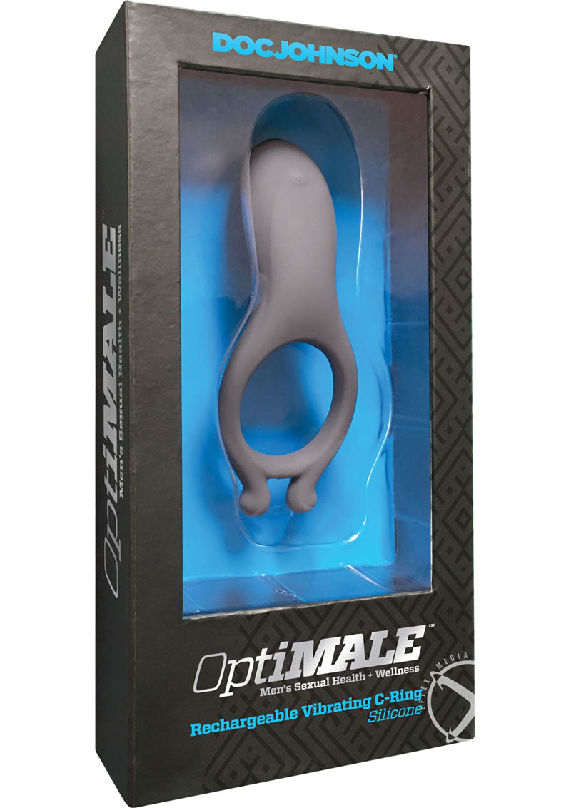 Load image into Gallery viewer, Optimale Rechargeable Silicone Vibrating Cock Ring - Grey/Slate
