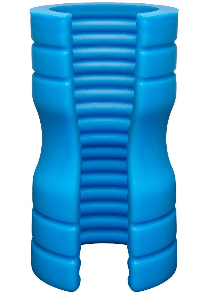 Load image into Gallery viewer, Optimale Ribbed Truskyn Silicone Masturbator - Blue
