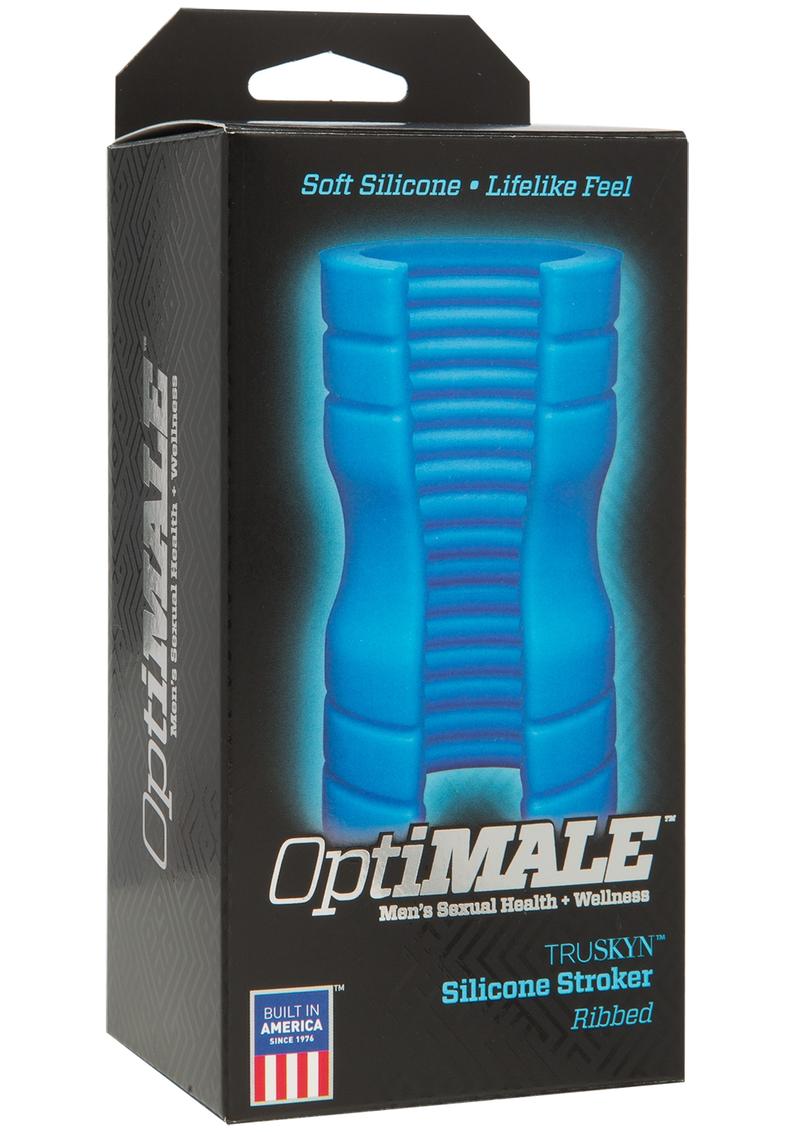 Load image into Gallery viewer, Optimale Ribbed Truskyn Silicone Masturbator - Blue
