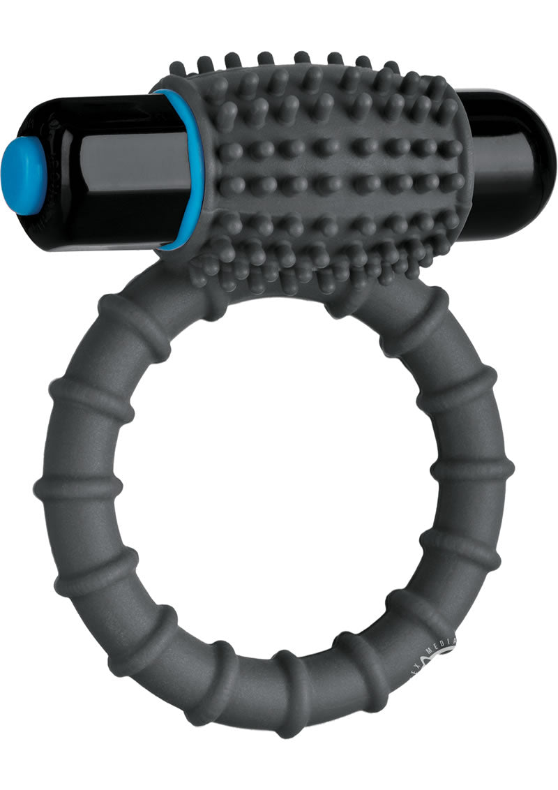 Load image into Gallery viewer, Optimale Silicone Vibrating Cock Ring with Bullet - Grey/Slate
