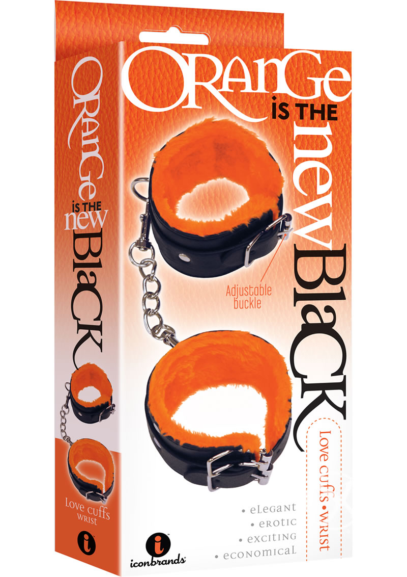Load image into Gallery viewer, Orange Is The New Black Love (Wrist) Cuffs - Black/Orange
