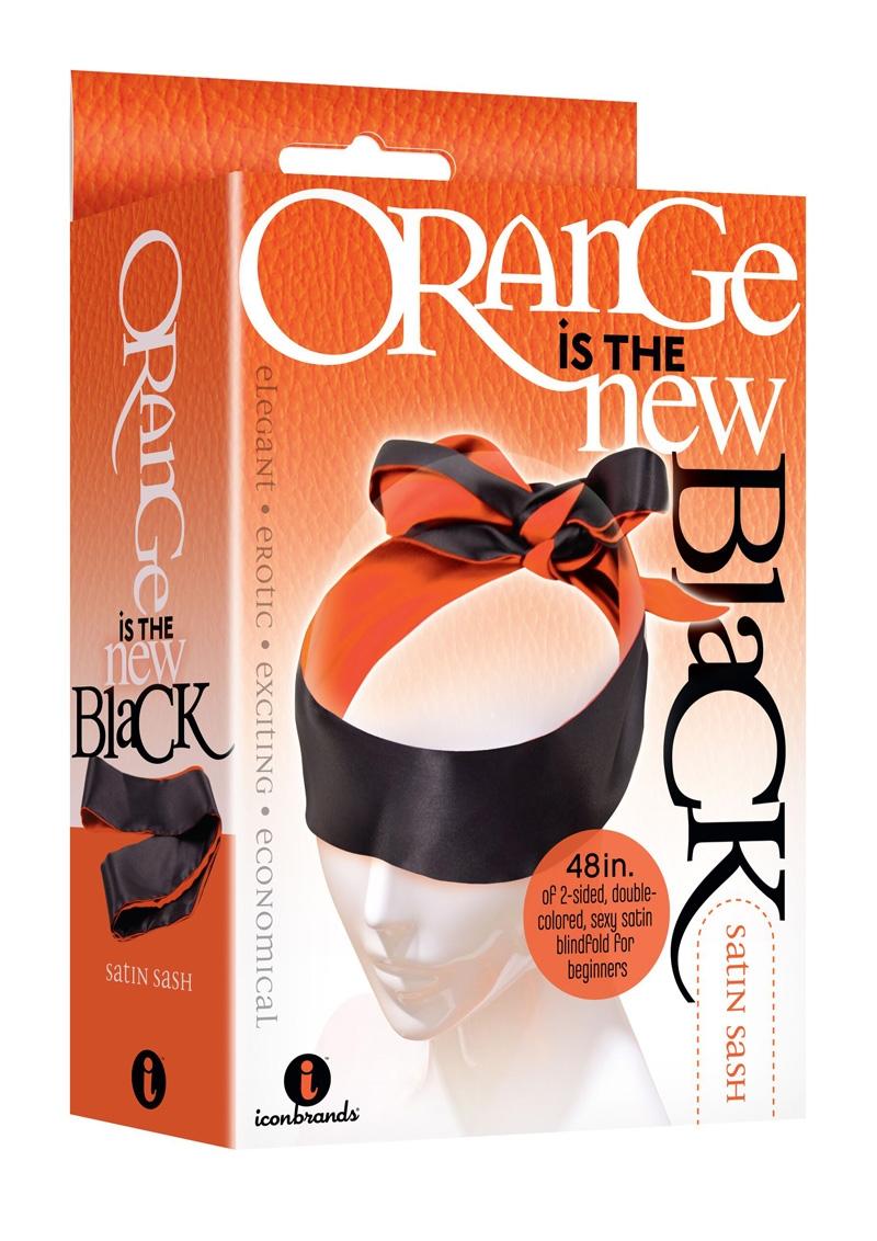 Load image into Gallery viewer, Orange Is The New Black Satin Sash Reversible Blindfold/Restraint - Black/Orange
