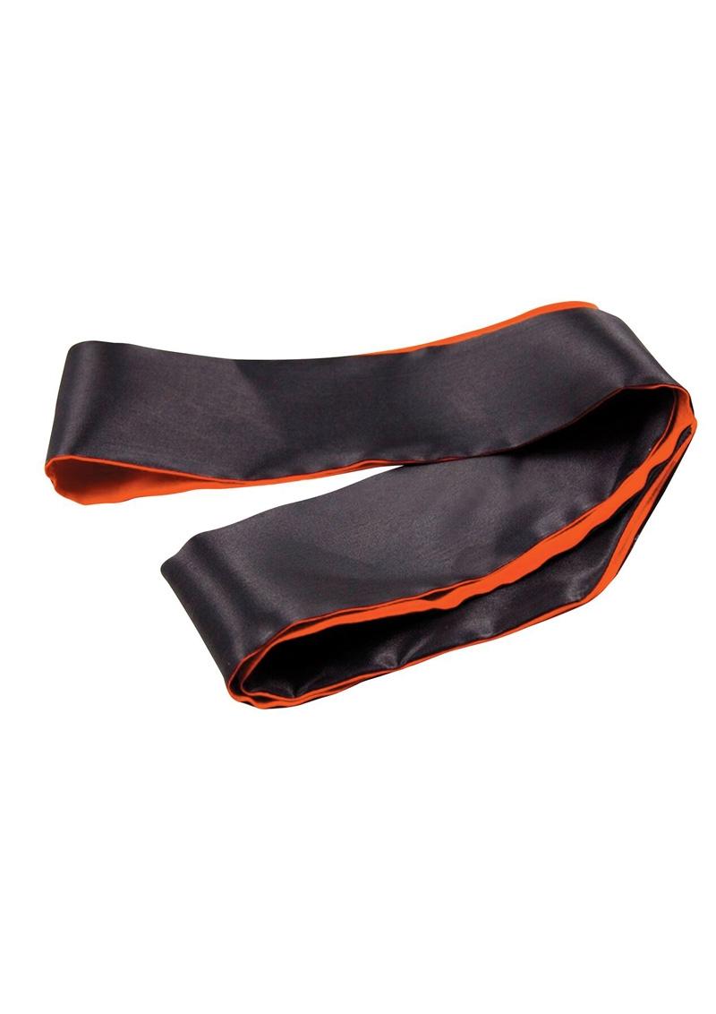 Load image into Gallery viewer, Orange Is The New Black Satin Sash Reversible Blindfold/Restraint - Black/Orange
