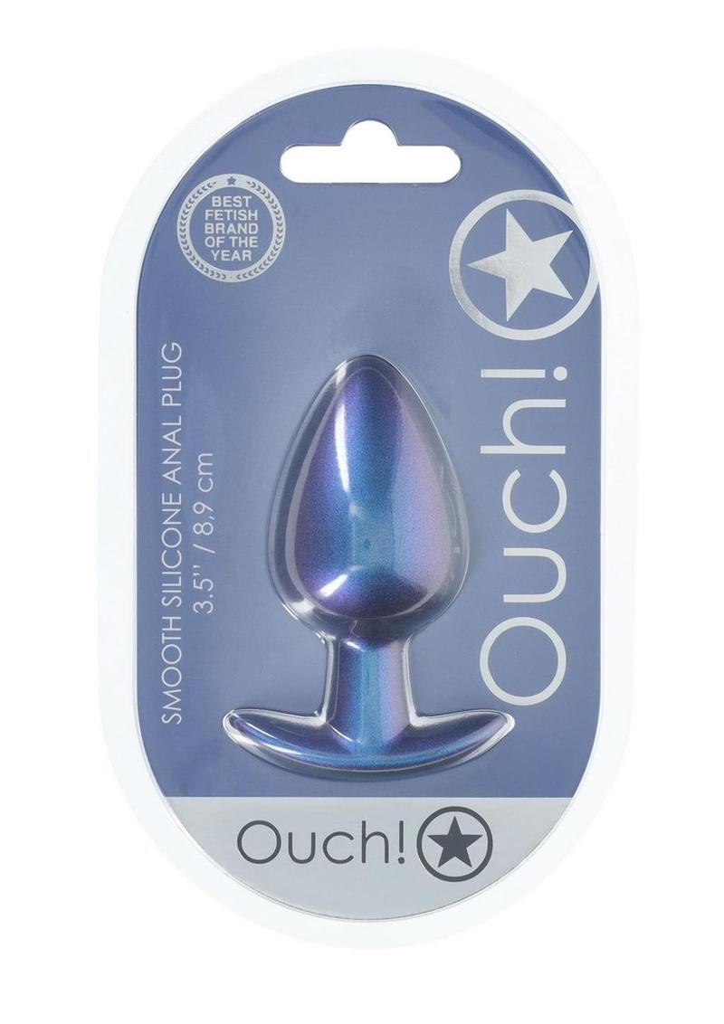 Load image into Gallery viewer, Ouch! Anal Plug Silicone - Large - Metallic - Blue - Large
