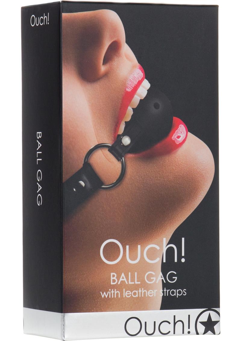 Load image into Gallery viewer, Ouch! Ball Gag with Leather Straps - Black
