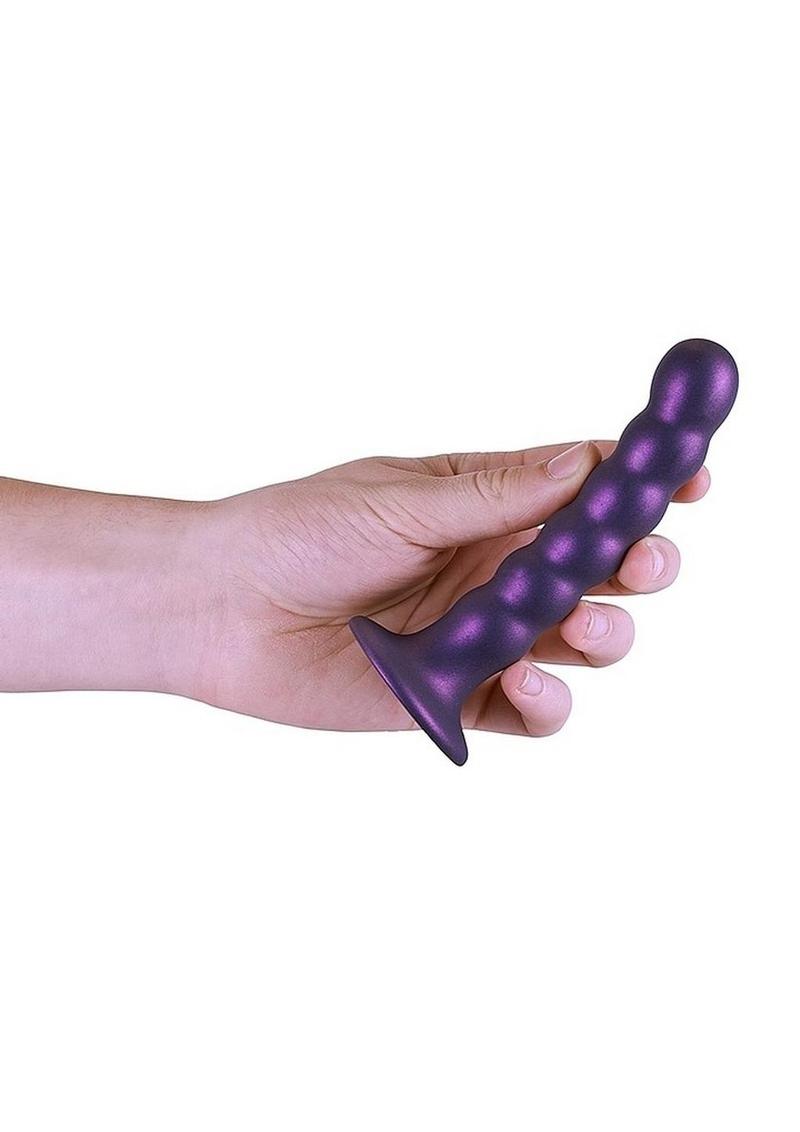 Load image into Gallery viewer, Ouch! Beaded G-Spot Silicone Dildo 5in - Metallic
