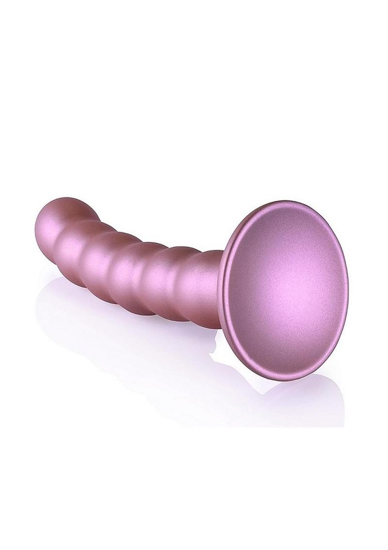 Load image into Gallery viewer, Ouch! Beaded G-Spot Silicone Dildo 5in - Metallic
