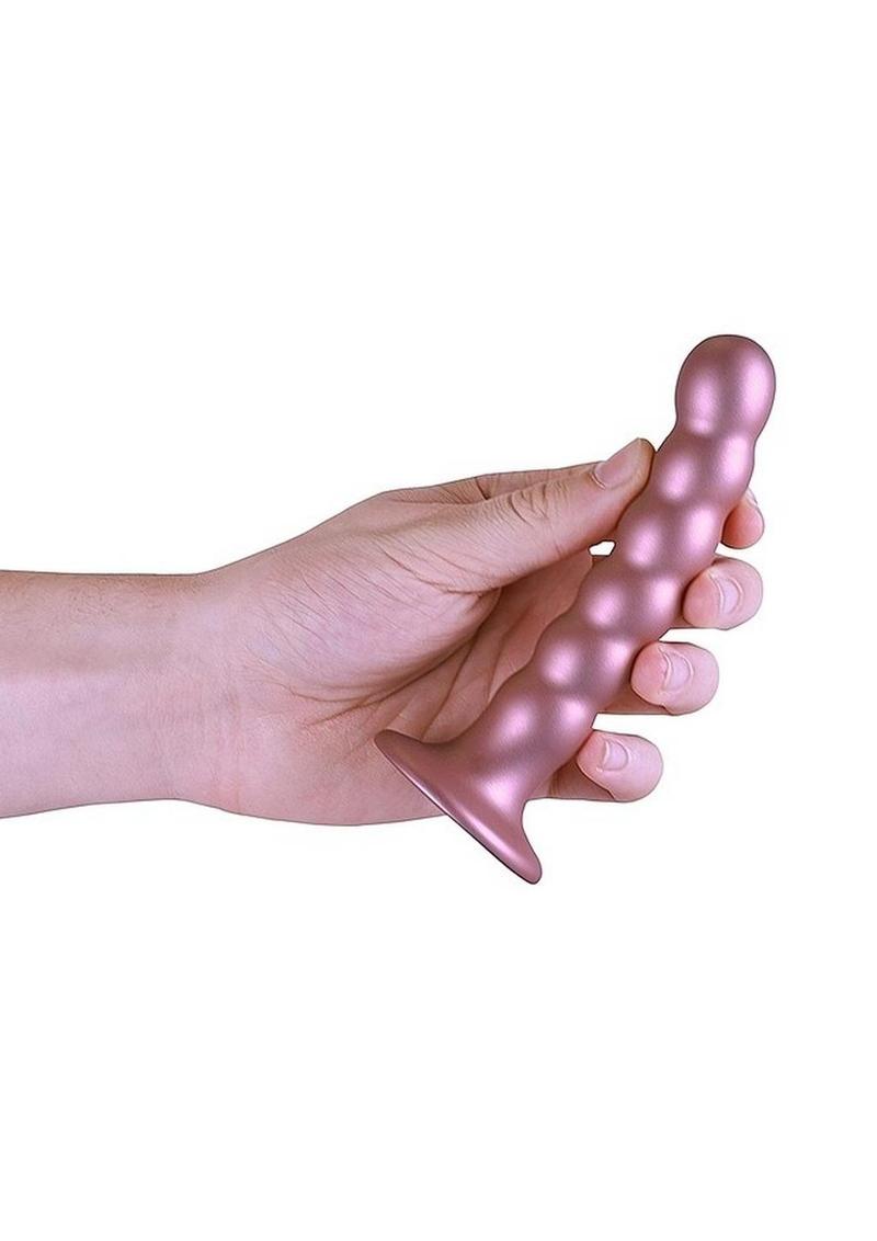 Load image into Gallery viewer, Ouch! Beaded G-Spot Silicone Dildo 5in - Metallic
