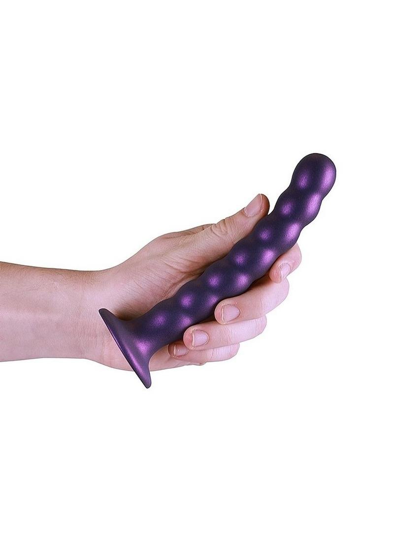 Load image into Gallery viewer, Ouch! Beaded G-Spot Silicone Dildo 6.5in - Metallic
