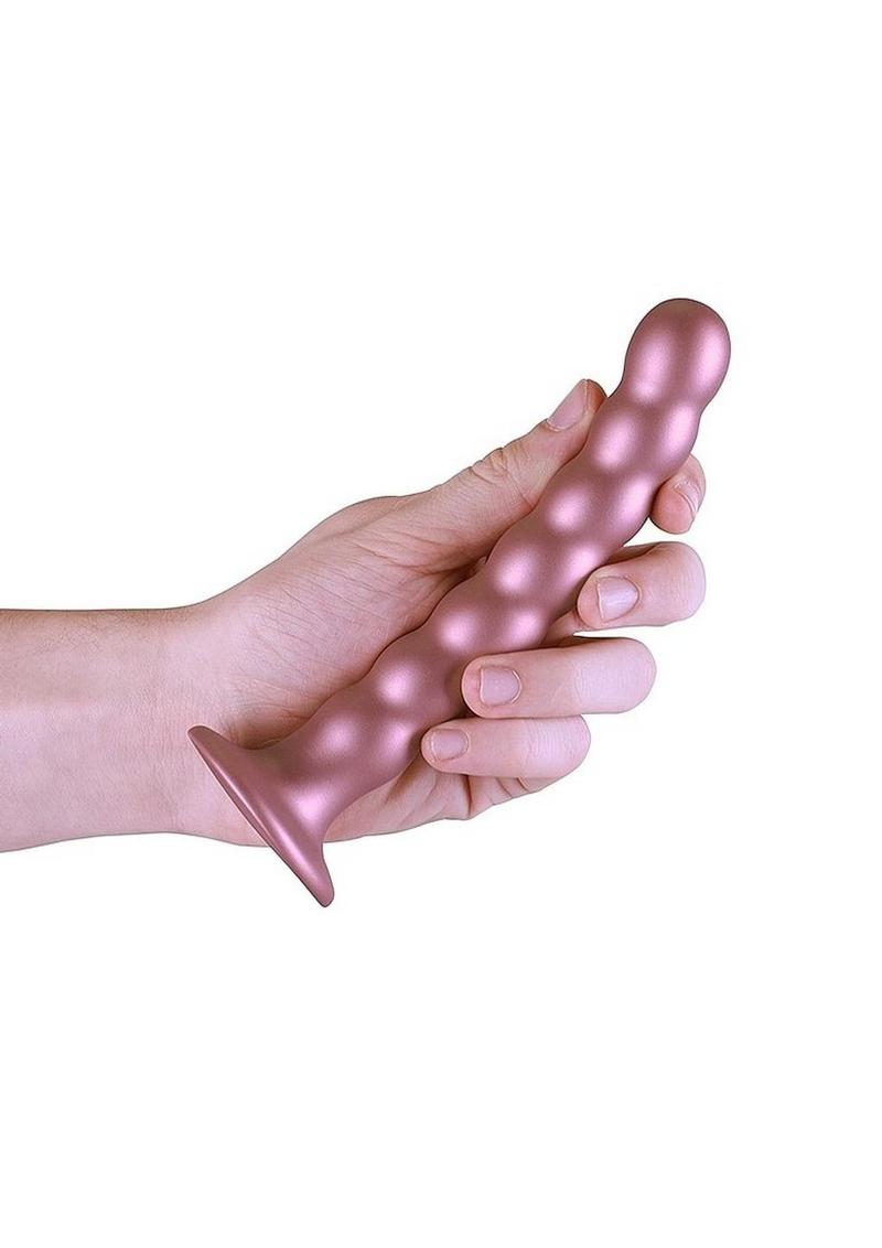 Load image into Gallery viewer, Ouch! Beaded G-Spot Silicone Dildo 6.5in - Metallic
