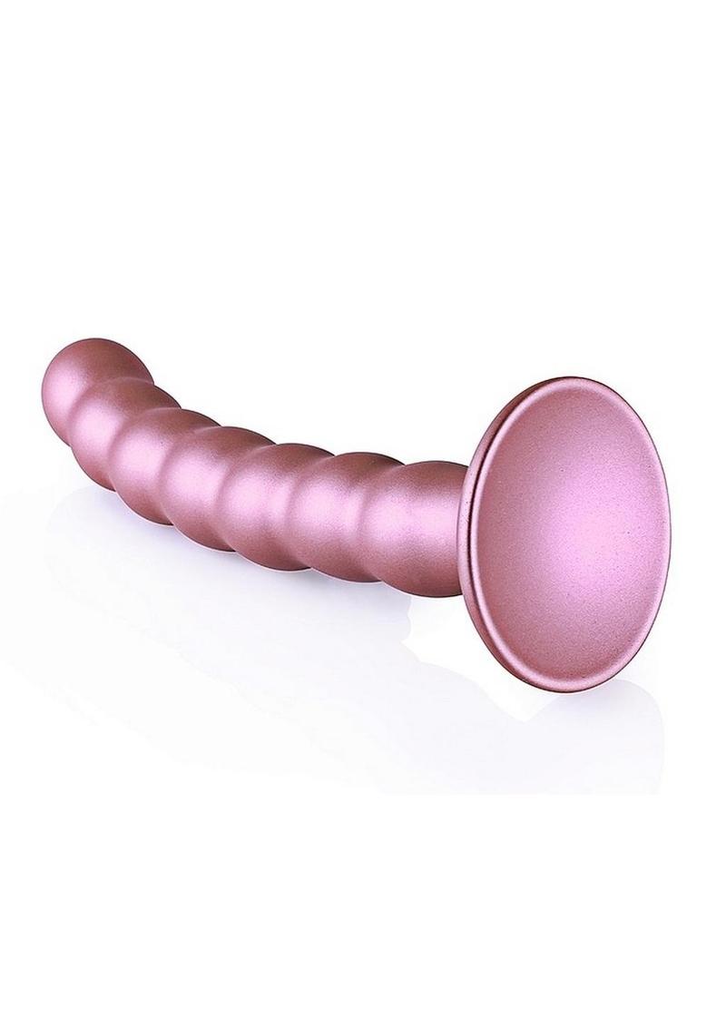 Load image into Gallery viewer, Ouch! Beaded G-Spot Silicone Dildo 6.5in - Metallic
