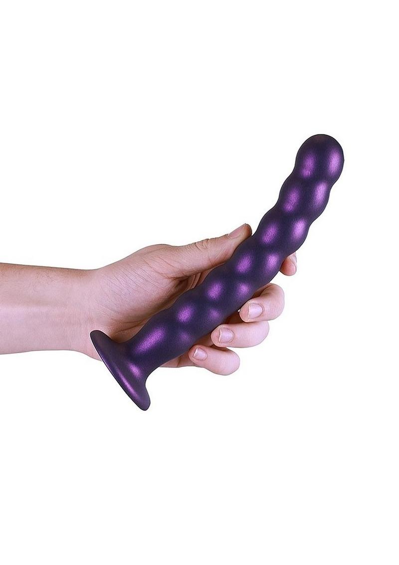 Load image into Gallery viewer, Ouch! Beaded G-Spot Silicone Dildo 8in - Metallic
