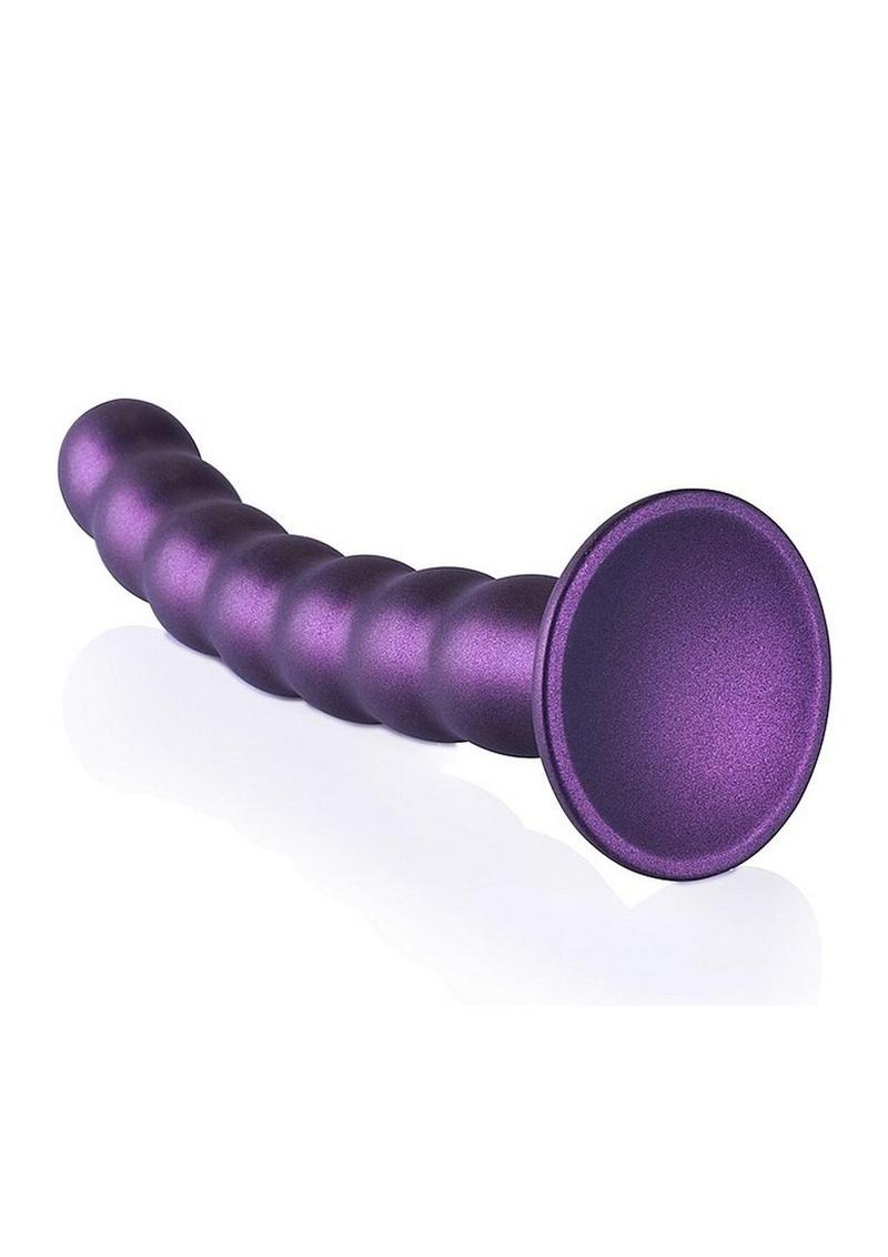 Load image into Gallery viewer, Ouch! Beaded G-Spot Silicone Dildo 8in - Metallic
