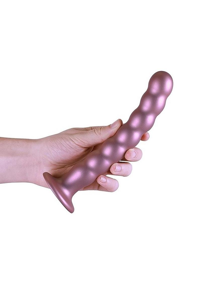 Load image into Gallery viewer, Ouch! Beaded G-Spot Silicone Dildo 8in - Metallic
