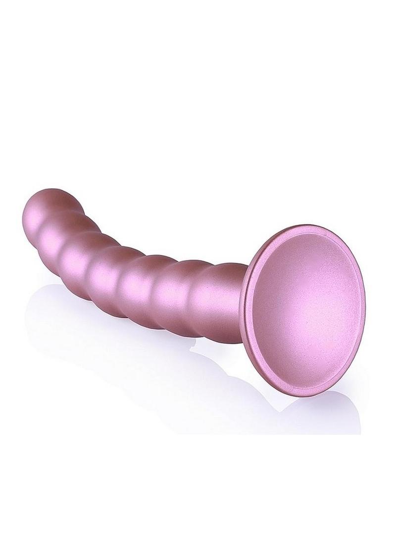 Load image into Gallery viewer, Ouch! Beaded G-Spot Silicone Dildo 8in - Metallic
