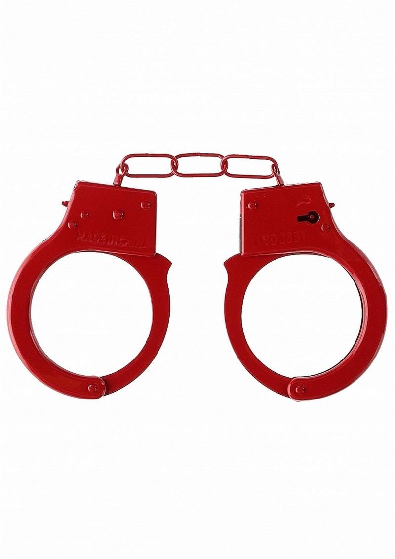 Load image into Gallery viewer, Ouch! Beginners Handcuffs - Metal/Red
