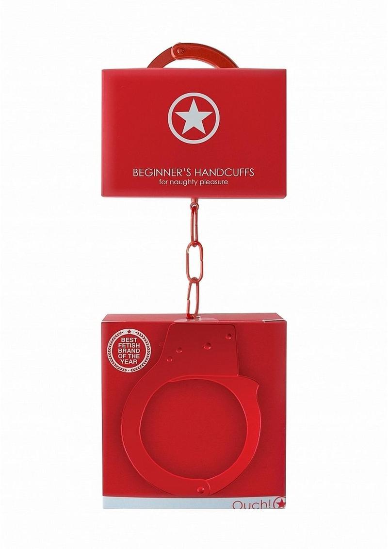 Load image into Gallery viewer, Ouch! Beginners Handcuffs - Metal/Red
