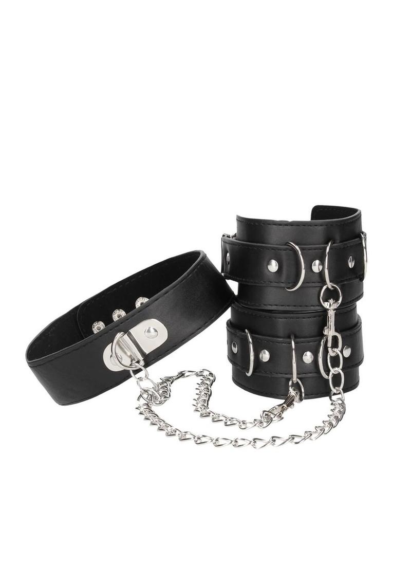 Load image into Gallery viewer, Ouch! Bonded Leather Collar with Hand Cuffs and Leash
