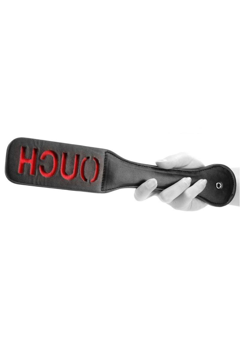 Load image into Gallery viewer, Ouch! Bonded Leather Paddle - Black/Red
