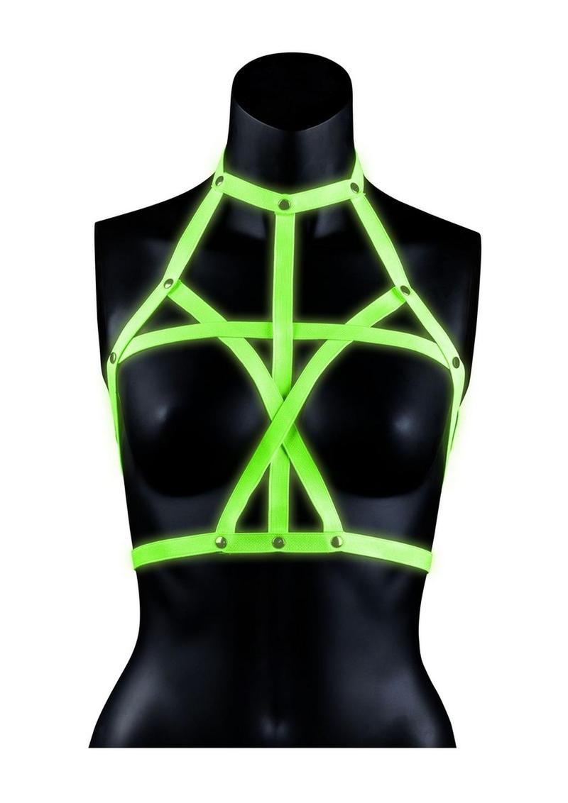 Load image into Gallery viewer, Ouch! Bra Harness - Glow In The Dark/Green - Medium/Small
