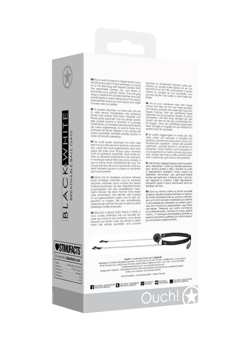 Load image into Gallery viewer, Ouch! Breathable Ball Gag with Nipple Clamps
