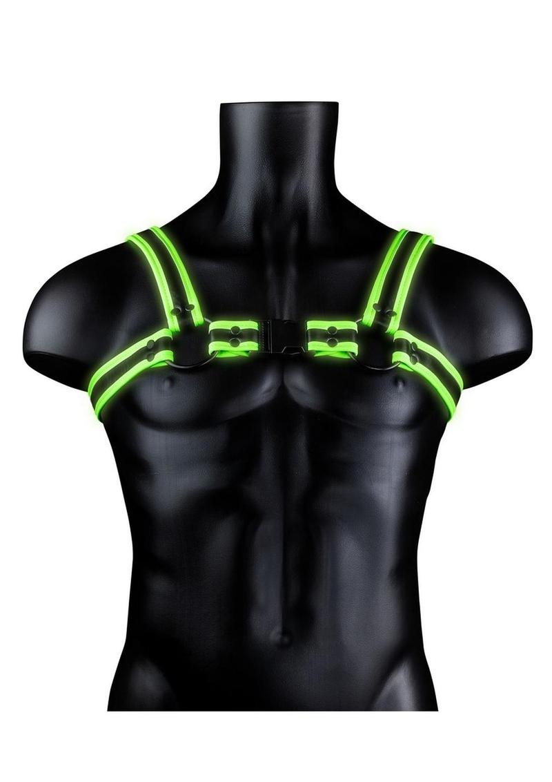 Load image into Gallery viewer, Ouch! Buckle Harness - Black/Glow In The Dark/Green - Medium/Small
