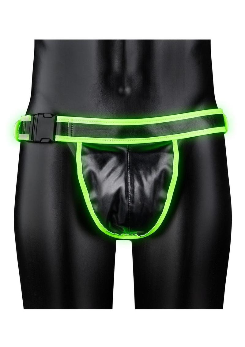 Load image into Gallery viewer, Ouch! Buckle Jock Strap - Black/Glow In The Dark/Green - Large/XLarge
