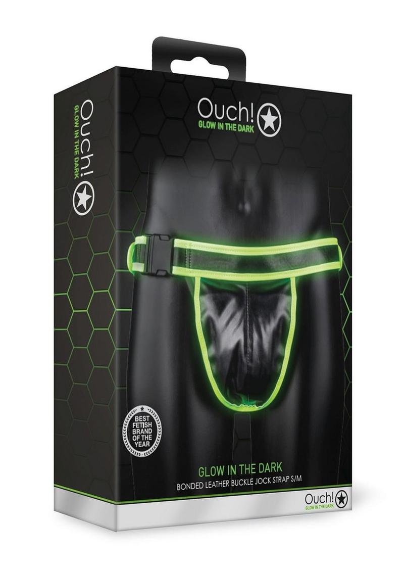 Load image into Gallery viewer, Ouch! Buckle Jock Strap - Black/Glow In The Dark/Green - Medium/Small
