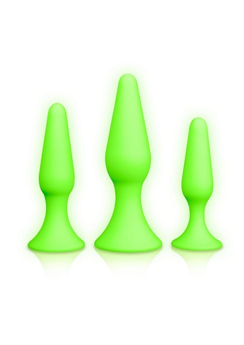 Load image into Gallery viewer, Ouch! Butt Plug - Glow In The Dark/Green - Set
