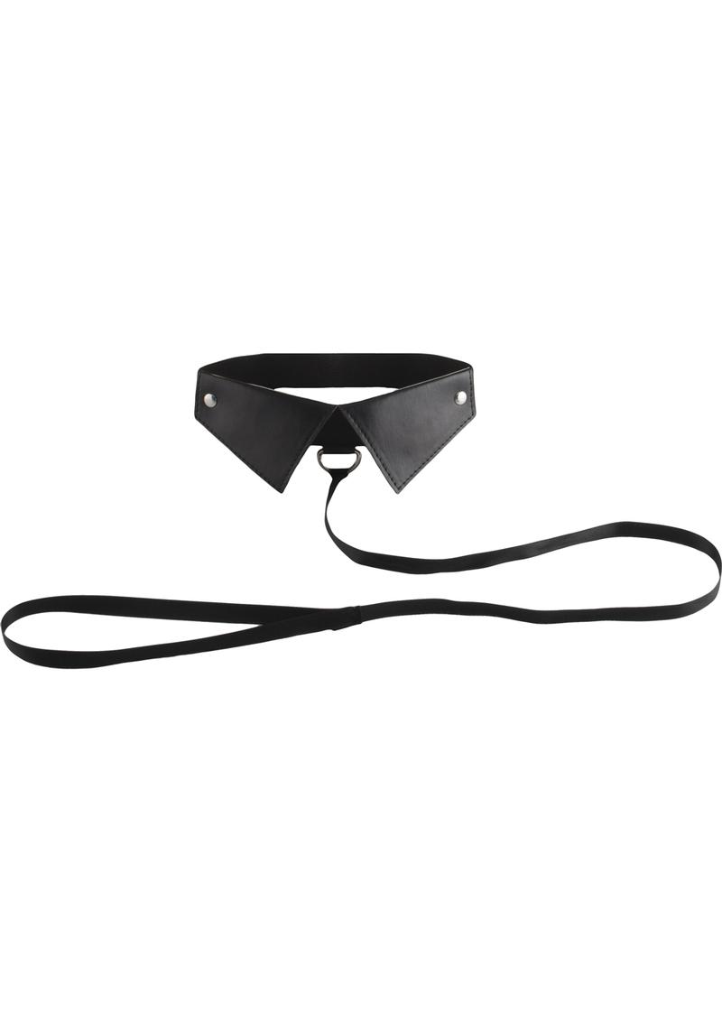 Load image into Gallery viewer, Ouch! Classic Collar with Leash - Black
