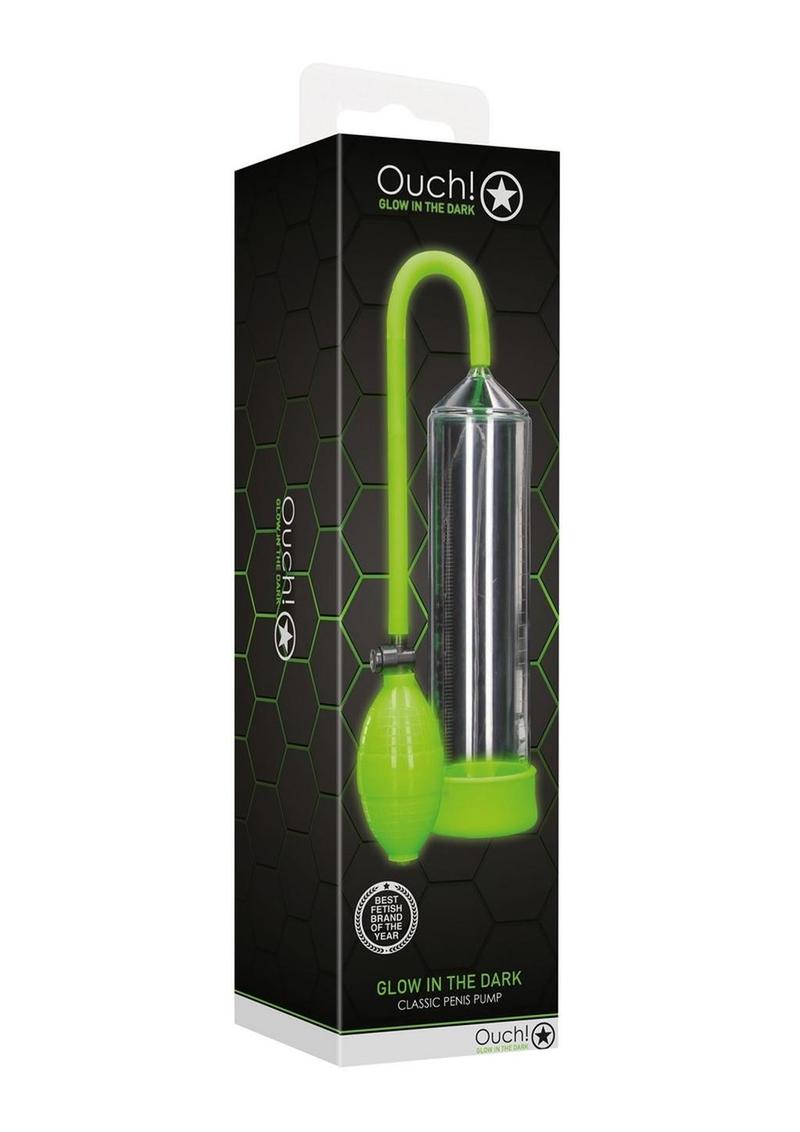 Load image into Gallery viewer, Ouch! Classic Penis Pump - Clear/Glow In The Dark/Green
