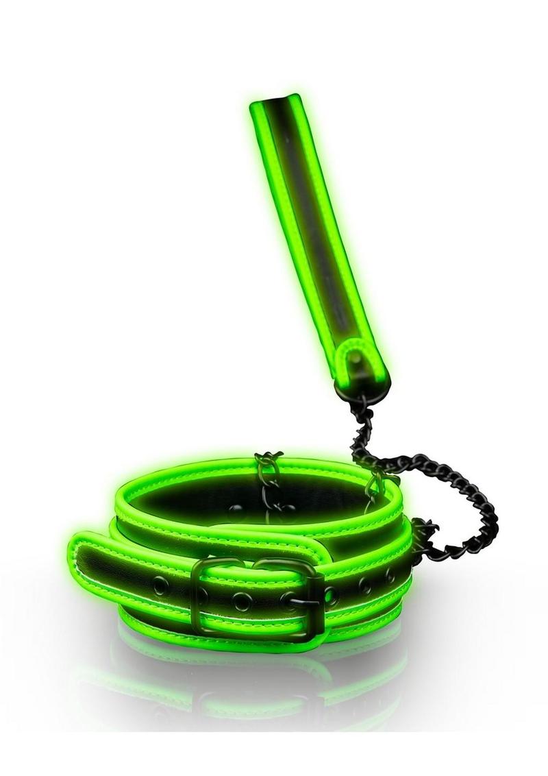 Load image into Gallery viewer, Ouch! Collar Leash - Black/Glow In The Dark/Green
