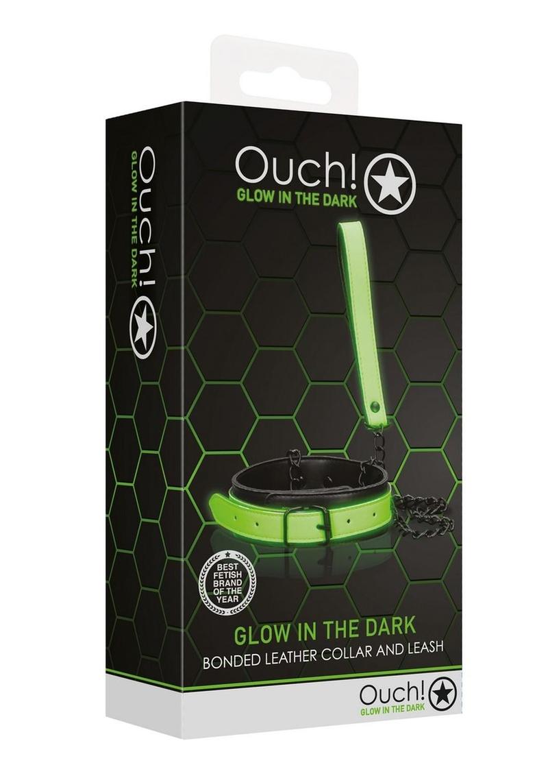 Load image into Gallery viewer, Ouch! Collar Leash - Black/Glow In The Dark/Green
